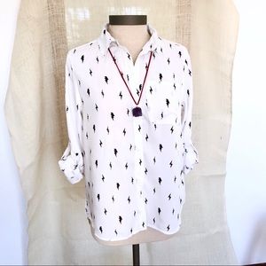 SALE❗️Lightning Bolt White Button Down Shirt NWOT
